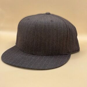 ABI Men's Flat Bill Fashion Hat Size 8 Brown Pinstripe Herringbone Wool Blend